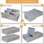 punemi Under Bed Storage With Lids, 2 Pack Large Underbed Storage Containers Clothes W/ 3 Handles, Foldable Low Profile Stackable Storage Drawer Organizer Bins Box for Blanket Shoe Toy Bedroom, Grey - Image 9