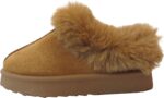 Girls Kids Faux Fur Lined Slip On Comfy Warm Winter Slippers Mules Shoes Size - Image 4