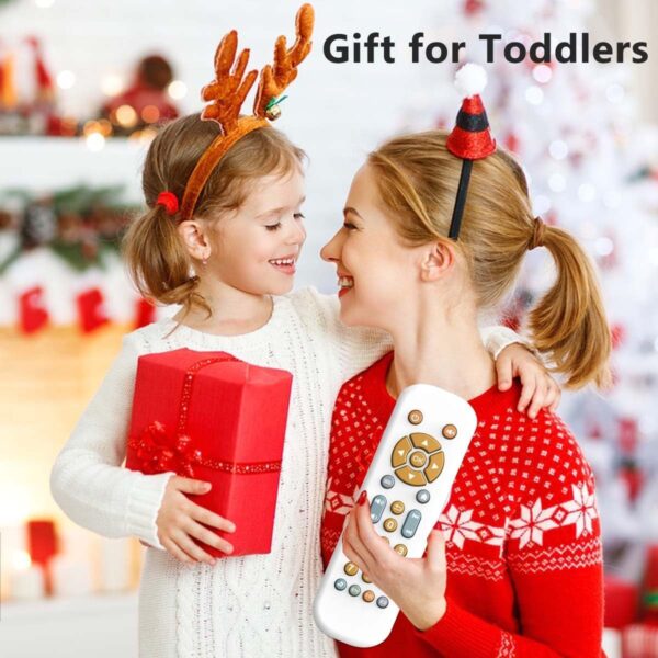 Bambebe Baby TV Remote Control Toy with Music Sound and Soft Light, Toddler Realistic Play TV Remote Toys Early Educational Learning Toy with 3 Language, Musical Baby Sounds Toys 6 12 18 Months - Image 6