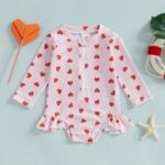 MAHUAOYIXI Toddler Baby Girl One Piece Swimsuit Long Sleeve Swim Rash Guard Ruffles Bathing Suit Floral Print Zip Up Sunsuits Swim Romper Jumpsuit Swimwear Beachwear - Image 2