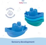 babynova Bath boats - Educational Baby & Toddler Toys - 3+ Months - 3 pcs Set - Motor skills development - Suitable for bathtub and sandbox - BPA Free - Blue, Turquoise, Green - Image 3
