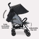 My Babiie MB02 Stroller - from Birth to 4 Years (22kg), Lightweight & Compact Umbrella Fold, Travel Buggy for Toddlers - Black & Grey - Image 3