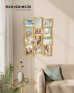 SONGMICS Collage Picture Frames, 12 Frames for 4x6 Photos, Collage Photo Frames for Wall, Multi Frames, Wall Decor, Pale Gold RPF026A01 - Image 2