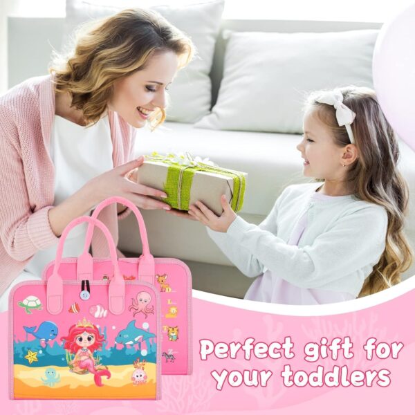 khlerox Busy Board Montessori Toy for Toddlers, Educational Learning Activity Sensory Board, Developing Sensory Toy for Fine Motor Skills, Travel Toy for Plane Car, Gift for Boys Girls (Pink) - Image 7