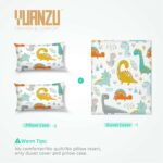 YUANZU Baby Bedding Set Double for Kids Boys Girls Nursery Duvet Cover Set 3 Pieces Colorful Cute Dino Animals Printed Soft Microfiber Quilt Cover with Zipper Closure (200 x 200 cm & 2Pillowcase) - Image 4
