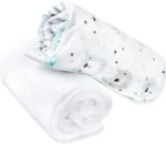 FlyIdeas 2-Piece Bedding Set for Kids and Junior Beds – 1 Cotton Fitted Sheet & 1 Waterproof Mattress Protector, 160x80 cm – Hypoallergenic, Soft, Breathable Toddler Bed Sheets