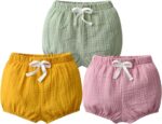 Tearfuty Baby Girls Cotton Linen Blend Summer Shorts (Pack of 3)