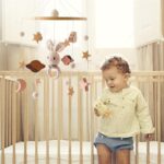 Baby Crib Mobile, Wood Animal Cot Mobile, Baby Cot Mobile, Handmade Wood Crochet Mobile, Newborn Boy Girl Bed Bell Hanging Deco Nursery Mobiles for Babies (Khaki) - Image 2