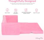 Dream On Me Nestle Kids Sofa in Pink, 2-in-1 Kids Sofa Couch, Convertible Sofa to Lounger, Low to Floor Design, Machine Washable Fabric Cover - Image 6