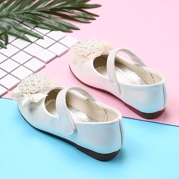 Girls Kids Flower Pearl Dress Dance Sandals 𝗟ow Heels Soft Sole Slip On Princess Summer Shoes Baby Toddler Leather Shoes Size 4 Baby Shoes Girl Sandals Camo Slides Toddler( - Image 4
