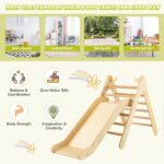 GYMAX 2 in 1 Kids Climbing Set, Wooden Toddler Climber with Slide, Outdoor Indoor Montessori Climbing Toys for 3 Years Old + Boys Girls (Natural) - Image 5