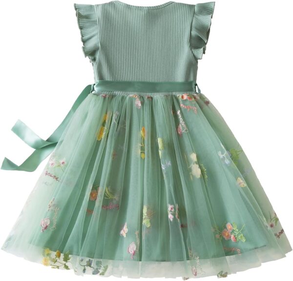 NNJXD Baby Girl Flower Embroidery Tulle Dress Elegant Toddler Birthday Party Dresses - Image 2