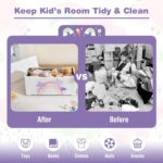 GYMAX Kids Toy Box, Children Storage Chest with Detachable Lid, Upholstered Toddler Storage Bench for Boys Girls (White) - Image 2