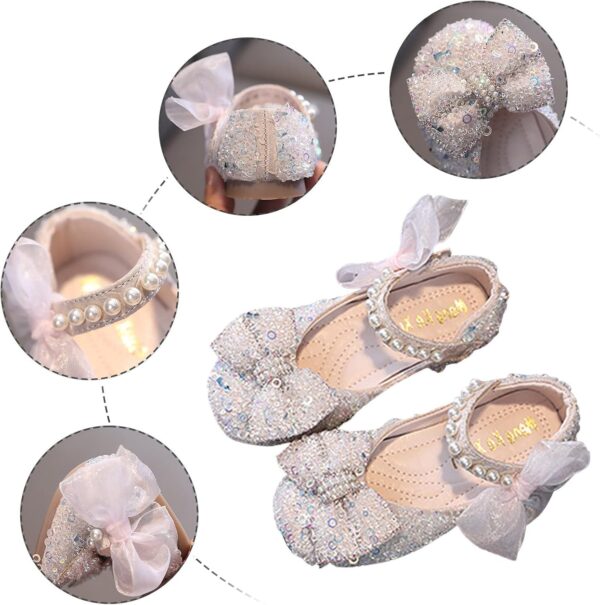 ROLAQDK Girls Shoes Size 5 Big Girls Toddler Shoes for Girls Girls Sandals Crystal Baby Infant Bling Kids Shoes Princess Shoes Pearl Shoes Dancing Single Shoes Baby Girl Shoes 3-6 Months - Image 3
