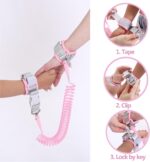 Toddler Safety Harness Backpack with Rein Baby Walking Leash Anti-Lost Safety Wrist Cuff with Lock 1.5m Children Walking Backpack-Owl-Pink - Image 4