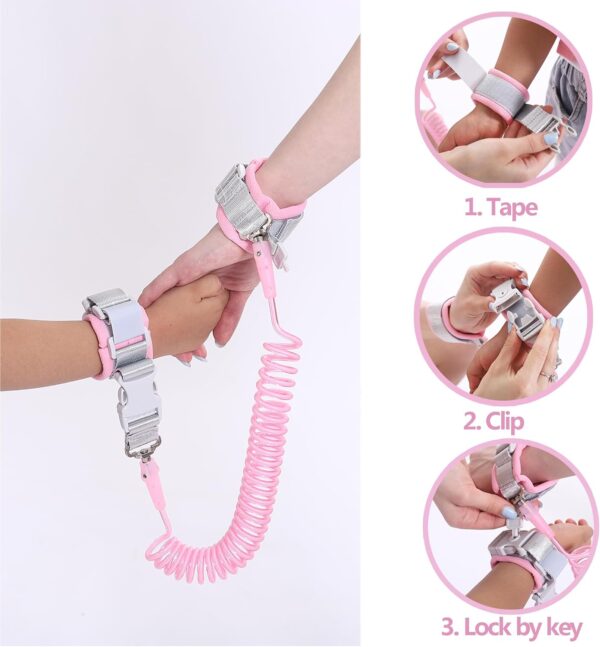 Toddler Safety Harness Backpack with Rein Baby Walking Leash Anti-Lost Safety Wrist Cuff with Lock 1.5m Children Walking Backpack-Owl-Pink - Image 4