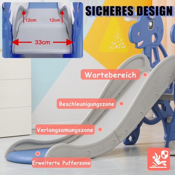 HENGMEI Kids Slide, Toddler Climber and Swing Set 4 in 1, Toddler Slide with Basketball Hoop Garden Slide Toy Outdoor and Indoor for Children Age 1-3, Blue 175x140x120cm, Type B - Image 7