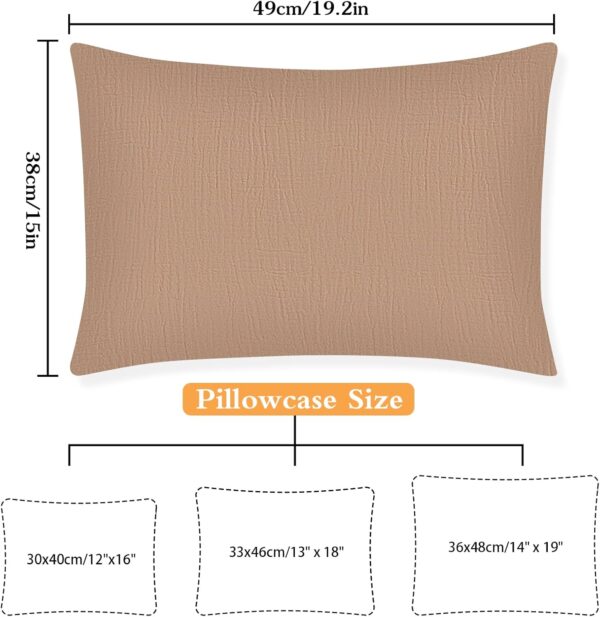 Winmany Toddler Cotton Muslin Pillowcases Baby Girl Boy Pillow Case Travel Cushion Pillow Covers with Envelope Design Cot Bed Accessories Fit for 13"x18" 14" x 19" 12"x16" Pillow (Brown+Khaki) - Image 3