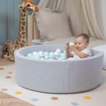 Selonis Soft Ball Pit Pool 90X30cm/200 Balls Round For Baby Toddler Foam, Light Grey:Powder Pink/Pearl/Transparent - Image 3