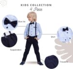 rise&Raba Shirt and Pants Set for Boys | 4-Piece Set Long-Sleeve Shirt, Pants, Suspenders, and Bow Tie | Clothing Sets for Babies and Boys - Image 3