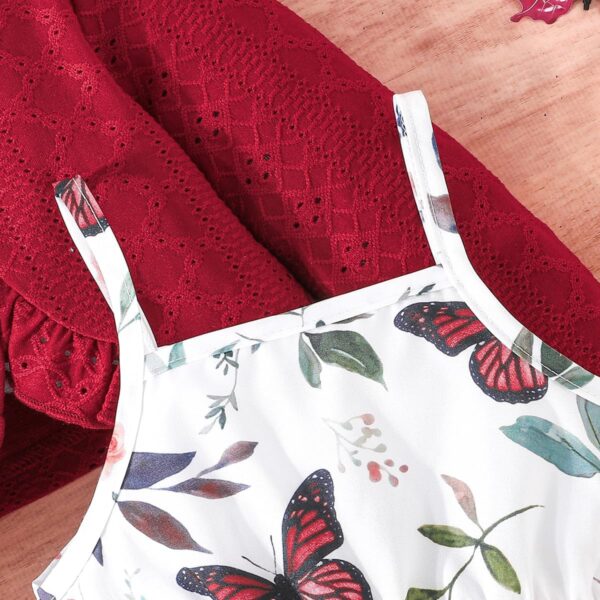 Similotey Baby Girl Dress Butterfly Print Sleeveless Dress and Coat 2Pcs Toddler Baby Girl Outfit Set - Image 3