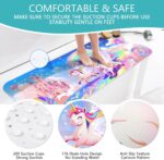 Baby Bath Mat for Tub Non Slip-40 X 16 Inch Extra Long Kids Bathtub Mat Non Slip, Upgrade Bath Tub Shower Mat Anti Slip with Suction Cups & Drain Holes for Bathroom, Machine Washable,Rainbow Unicorn - Image 4