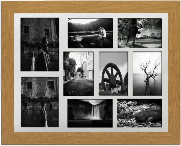 Oak Frame 20x16' Multi Aperture Picture Frame with White Mount to fit (x2) 7x5' (7x) 6x4' Photos with Perspex Sheet - Wall Mountable Landscape or Portrait - Image 6