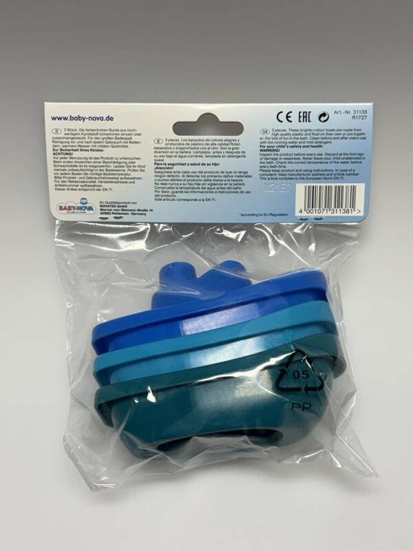 babynova Bath boats - Educational Baby & Toddler Toys - 3+ Months - 3 pcs Set - Motor skills development - Suitable for bathtub and sandbox - BPA Free - Blue, Turquoise, Green - Image 8