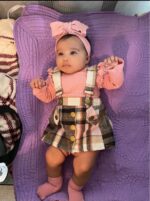 Derouetkia Infant Baby Girl Clothes Long Sleeve Romper + Suspender Skirt Baby Girl Dress Outfits Set - Image 3