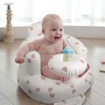Inflatable Baby Chair with Tray for Babies 3 Months & Up, Blow Up Baby Seat with Built in Air Pump, Sit Me Up Floor Baby Seats for Infants for Sitting Up - Bear Head with Tray - Image 2