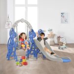 HENGMEI Kids Slide, Toddler Climber and Swing Set 4 in 1, Toddler Slide with Basketball Hoop Garden Slide Toy Outdoor and Indoor for Children Age 1-3, Blue 175x140x120cm, Type B - Image 8