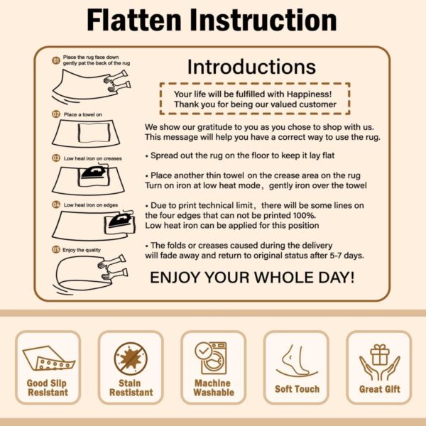 Happy Halloween Kids Area Rug Cartoon White Ghosts Decor Indoor Floor Mat for Boys Girls Teens Retro Green Daisy Patchwork Plaid Non Slip Rug for Living Room Chairs 3'x5' - Image 6