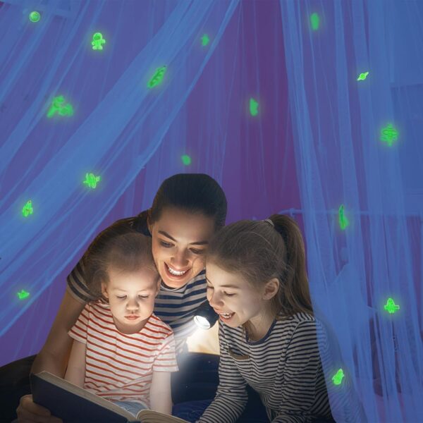 Bed Canopy with Glowing Space in The Dark, Bed Curtain for Baby Cot, Kids Bed & Toddler Bed, Single & Double Bed, Mosquito Net Canopy for Girls or Boys Room, Fire Retardant Fabric - Image 3
