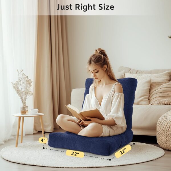 Millsilo 22 inch Floor Pillow, Large Floor Cushions, Square Floor Cushion Seating for Adults Kids, 4 Inch Thick Tufted Meditation Cushion for Yoga Living Room Tatami Floor, 22x22x4 Inch,Navy Blue - Image 3
