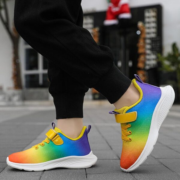 Hixingo Boys Trainers Kids Trainers Girls Trainers Rainbow Breathable Tennis Shoes Athletic Walking Shoes Lightweight Sneakers for 7-12 Years Little Kid/Big Kid - Image 3
