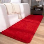 DETUM Red Rug 2x6 Feet - Fluffy Red Runner Rugs for Bedroom Shaggy 2' X 6' Living Room Rug Soft Rugs for Kids Room Non-Slip Nursery Office Dorm Washable Carpets Home Decor - Image 3