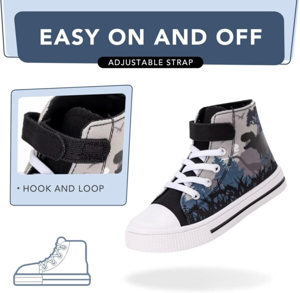Unisex Trainers Easy Fasten Boys Girls Casual Sneakers Kids High Top Canvas Sports Shoes - Image 2