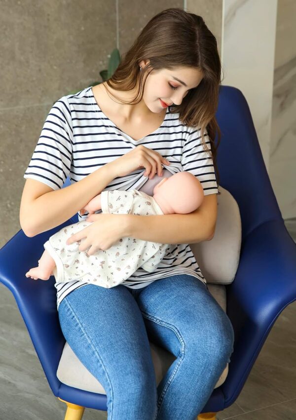 Smallshow Nursing Tops Women’s Maternity Short Sleeve Shirts Maternity Breastfeeding Clothes - Image 6
