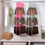 Lirex Medium and Large Handbag Hanging Organizer, 6 Pockets Foldable Hanging Purse Organizer Oxford Cloth Handbag Storage Hanger Universal Fit Closet Organizer for Family Closet Bedroom, Grey - Image 6
