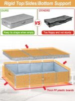punemi Under Bed Storage With Lids, 2 Pack Large Underbed Storage Containers Clothes W/ 3 Handles, Foldable Low Profile Stackable Storage Drawer Organizer Bins Box for Blanket Shoe Toy Bedroom, Grey - Image 3