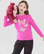 TCWWBB Girls Long Sleeve T-Shirt Kids Shirts Unicorn Cat Dinosaur Flamingo T-Shirts Toddler Pink Purple Tops Cotton Casual Tees Crewneck Clothes Age 1-8 Years - Image 3