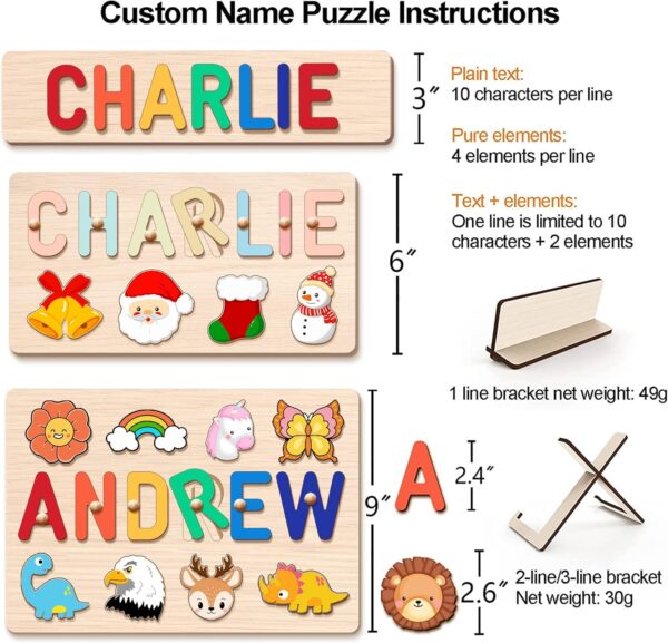 Personalised Name Puzzle-Wooden Puzzles for 1 Year Old-Baby Girl Toys with Animal Elements and Stand-1st Birthday Gifts (For Girls) - Image 5