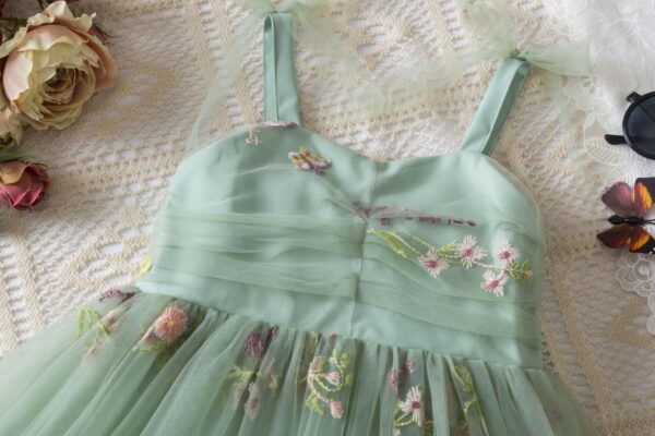 JiAmy Girls' Dresses Ribbed Knit Tulle Dresses Sequin Spring Flying Sleeves Rainbow Kids Dress for 1-6 Years Old - Image 5