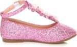 AJVANI Girls Kids Childrens Flat T-BAR Glitter Wedding Bridesmaid Shoes Ballerinas Size - Image 3