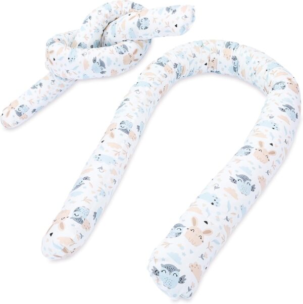 Totsy Baby XXL bed snake, bed pillow, nursing pillow, bed roll, bed guard, decorative pillow, bed border, snake XL handmade White stars on gray 150 cm - Image 2