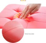 Faux Leather Upholstered Storage Ottoman Footstool Cube Bench Seat with Hinge Top Toy Box Organizer Chest - Image 2