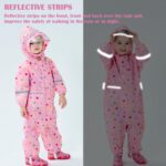 Fewlby Puddle Suit Kids All in One Waterproof Suit Boys Girls Rain Suit Toddler Muddy Suit Cartoon Raincoat Rain Wear for 1-10 Years - Image 4