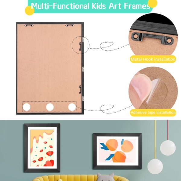 Kids Art Frame Picture Frame - A3 Kids Artwork Display Frame Front Opening 34X46 cm, Black Family Photo Frame for Wall, for Bedroom, Living Room Decor - Image 4