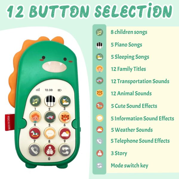 Baby Phone Toy,Baby Cell Phone Toy,Dinosaur Phone Toy,Pretend Phones Toys For Toddlers,Baby Cell Phone Toy With Early Education & Music,Musical Toy For Toddlers Kids,Baby Toy 1 Year Old - Image 3