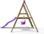 Rebo® Cassini Wooden Swing Set with Platform and Slide - Cassini Pink | OutdoorToys | Baby Swing Seat, Sturdy Wooden Construction, Pressure Treated Timber - Image 3